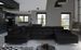 Canapé panoramique tissu noir coffre de rangement à gauche Kutty 345 cm - Photo n°2
