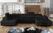 Canapé panoramique tissu noir convertible avec coffre de rangement Romano 345 cm - Photo n°3