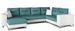 Canapé panoramique tissu vert et simili cuir blanc en forme de U convertible avec petit coffre de rangement Lizzio 312 cm - Photo n°1