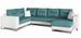 Canapé panoramique tissu vert et simili cuir blanc en forme de U convertible avec petit coffre de rangement Lizzio 312 cm - Photo n°1
