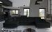 Canapé panoramique velours noir coffre de rangement à gauche Kutty 345 cm - Photo n°2