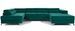 Canapé panoramique velours vert coffre de rangement à gauche Kutty 345 cm - Photo n°1