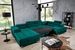 Canapé panoramique velours vert foncé coffre de rangement à droite Kutty 345 cm - Photo n°16