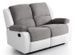 Canapé de relaxation manuel 2 places simili cuir blanc et microfibre gris Confort - Photo n°4