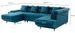 Canapé scandinave panoramique convertible angle droit tissu bleu pétrole Mako 330 cm - Photo n°5