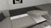 Canapé U convertible tissu gris clair chiné et simili blanc coffre de rangement à droite Marry 321 cm - Photo n°3