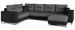 Canapé panoramique tissu anthracite et simili cuir noir en forme de U convertible avec petit coffre de rangement Lizzio 312 cm - Photo n°1