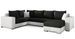 Canapé U convertible tissu noir et simili blanc coffre de rangement à droite Marry 321 cm - Photo n°1