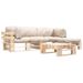 Canapés de jardin palette 4 pcs avec coussins sable Bois 4 - Photo n°1