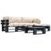 Canapés de jardin palette 4 pcs avec coussins sable Bois - Photo n°1