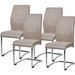 Chaise design tissu beige clair et métal chromé Bekam - Lot de 4 - Photo n°1