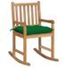 Chaise à bascule avec coussin vert Bois de teck solide 2 - Photo n°1