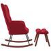 Chaise à bascule avec repose-pied Rouge bordeaux Velours - Photo n°4