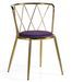 Chaise art déco Haut en velours violet et acier doré Westa - Photo n°1