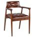 Chaise avec accoduoir bois massif vernis et cuir veritable capitonné Artano - Photo n°1
