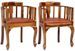 Chaise avec accoudoirs bois tropical Sesham vernis et assise en cuir - Lot de 2 - Photo n°1