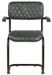 Chaise avec accoudoirs cuir gris et pieds métal noir Moundir - Lot de 2 - Photo n°3