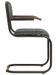 Chaise avec accoudoirs cuir gris et pieds métal noir Moundir - Lot de 2 - Photo n°4