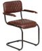 Chaise avec accoudoirs cuir marron et pieds métal noir Moundir - Lot de 2 - Photo n°2