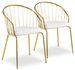 Chaise avec accoudoirs métal doré et assise simili blanc Vintel - Lot de 2 - Photo n°1