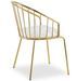 Chaise avec accoudoirs métal doré et assise simili blanc Vintel - Lot de 2 - Photo n°5