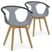 Chaise avec accoudoirs polypropylène gris et pieds bois beige Massin - Lot de 2 - Photo n°1