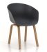 Chaise avec accoudoirs polypropylène gris et pieds métal effet bois Latan - Lot de 4 - Photo n°1