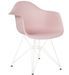 Chaise avec accoudoirs polypropylène rose pastel mate et pieds acier blanc Croizy - Photo n°1