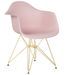 Chaise avec accoudoirs polypropylène rose pastel mate et pieds acier doré Croizy - Photo n°1