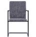Chaise avec accoudoirs simili cuir gris et pieds métal noir Canti - Lot de 4 - Photo n°3