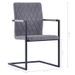 Chaise avec accoudoirs simili cuir gris foncé et pieds métal noir Canti - Lot de 4 - Photo n°7