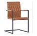 Chaise avec accoudoirs simili cuir marron cognac et pieds métal noir Canti - Lot de 24 - Photo n°7