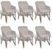 Chaise avec accoudoirs tissu beige et pieds chêne massif Kériam - Lot de 6 - Photo n°2