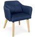 Chaise avec accoudoirs tissu bleu et pieds bois clair Biggie - Lot de 2 - Photo n°2