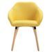 Chaise avec accoudoirs tissu jaune et pieds bois clair Packie - Photo n°2