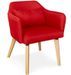 Chaise avec accoudoirs tissu rouge et pieds bois clair Biggie - Lot de 2 - Photo n°2