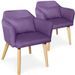 Chaise avec accoudoirs tissu violet et pieds bois clair Biggie - Lot de 2 - Photo n°1