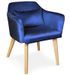 Chaise avec accoudoirs velours bleu et pieds bois clair Biggie - Lot de 2 - Photo n°2