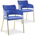 Chaise avec accoudoirs velours bleu et pieds métal doré Alexi - Lot de 2 - Photo n°1