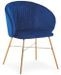 Chaise avec accoudoirs velours bleu et pieds métal doré Drag - Photo n°1