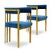 Chaise avec accoudoirs velours bleu et pieds métal doré Sofiane - Lot de 2 - Photo n°1