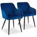 Chaise avec accoudoirs velours bleu et pieds métal noir Sia - Lot de 2 - Photo n°1