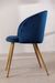 Chaise avec accoudoirs velours bleu marine et pieds métal imitation bois Vida - Photo n°2