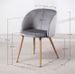 Chaise avec accoudoirs velours gris clair et pieds métal imitation bois Vida - Photo n°4