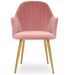 Chaise avec accoudoirs velours rose et métal doré Lucy - Photo n°1