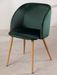 Chaise avec accoudoirs velours vert foncé et pieds métal imitation bois Vida - Photo n°4