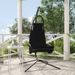 Chaise balançoire de jardin et coussin noir tissu Oxford/acier - Photo n°1