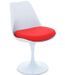 Chaise blanc brillant avec coussin tissu rouge pétale de tulipe - Photo n°1