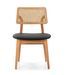 Chaise bois massif avec cuir et rotin naturel Mamy - Photo n°2