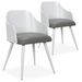 Chaise bois massif peint blanc assise similicuir gris Persy - Lot de 2 - Photo n°1